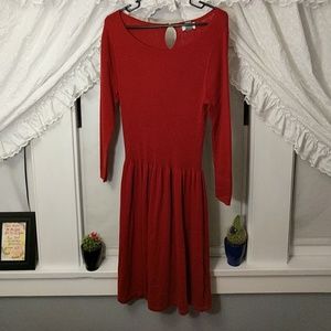 Long sleeve red knit dress